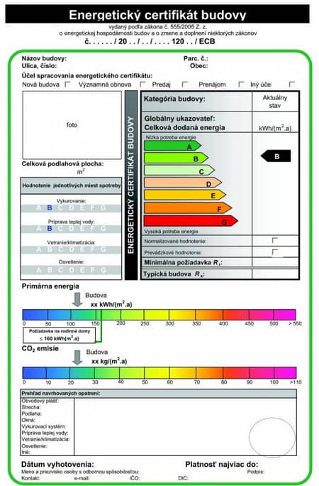 energetický certifikát budov
